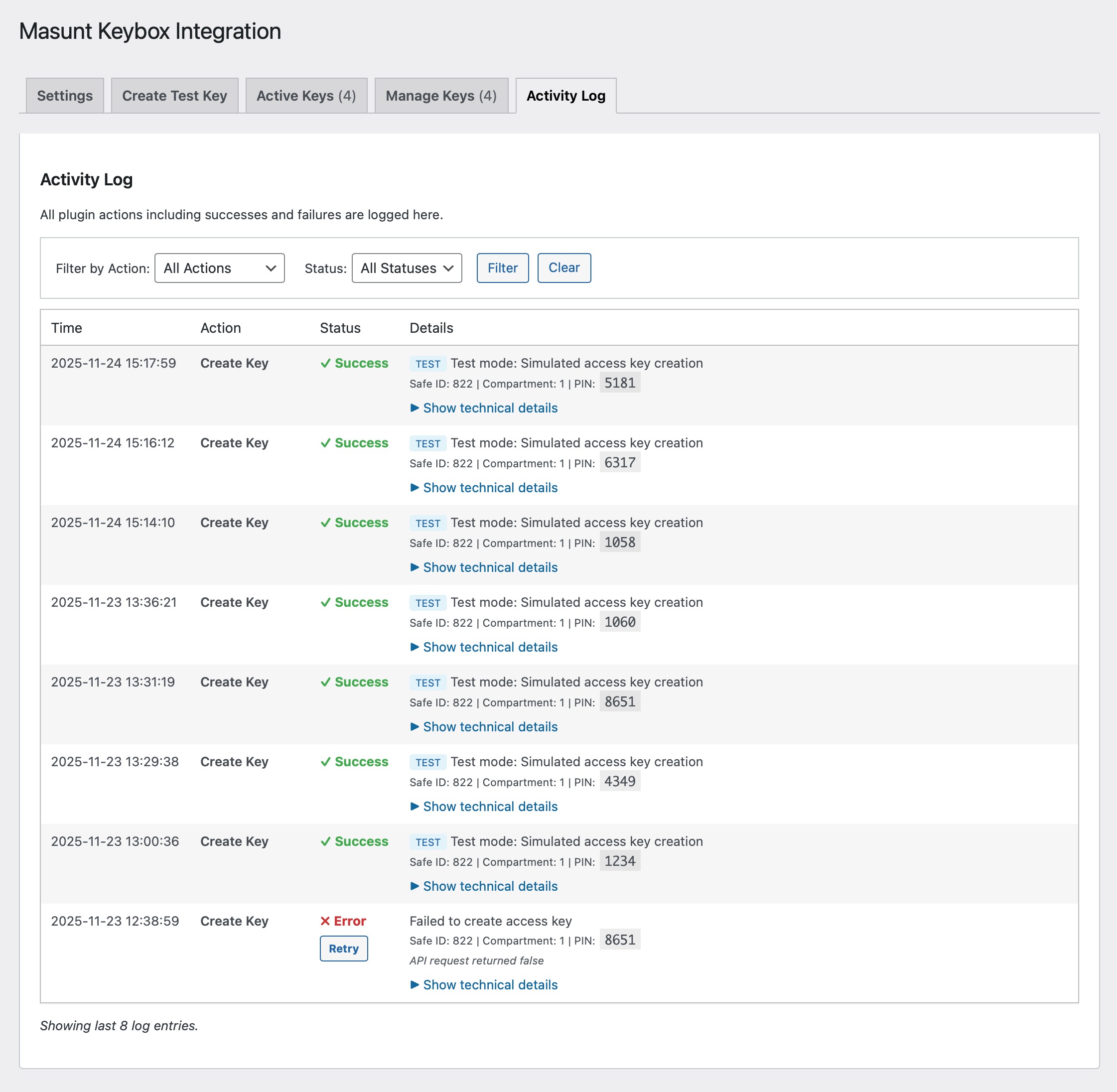 Keybox Integration - Test mode
